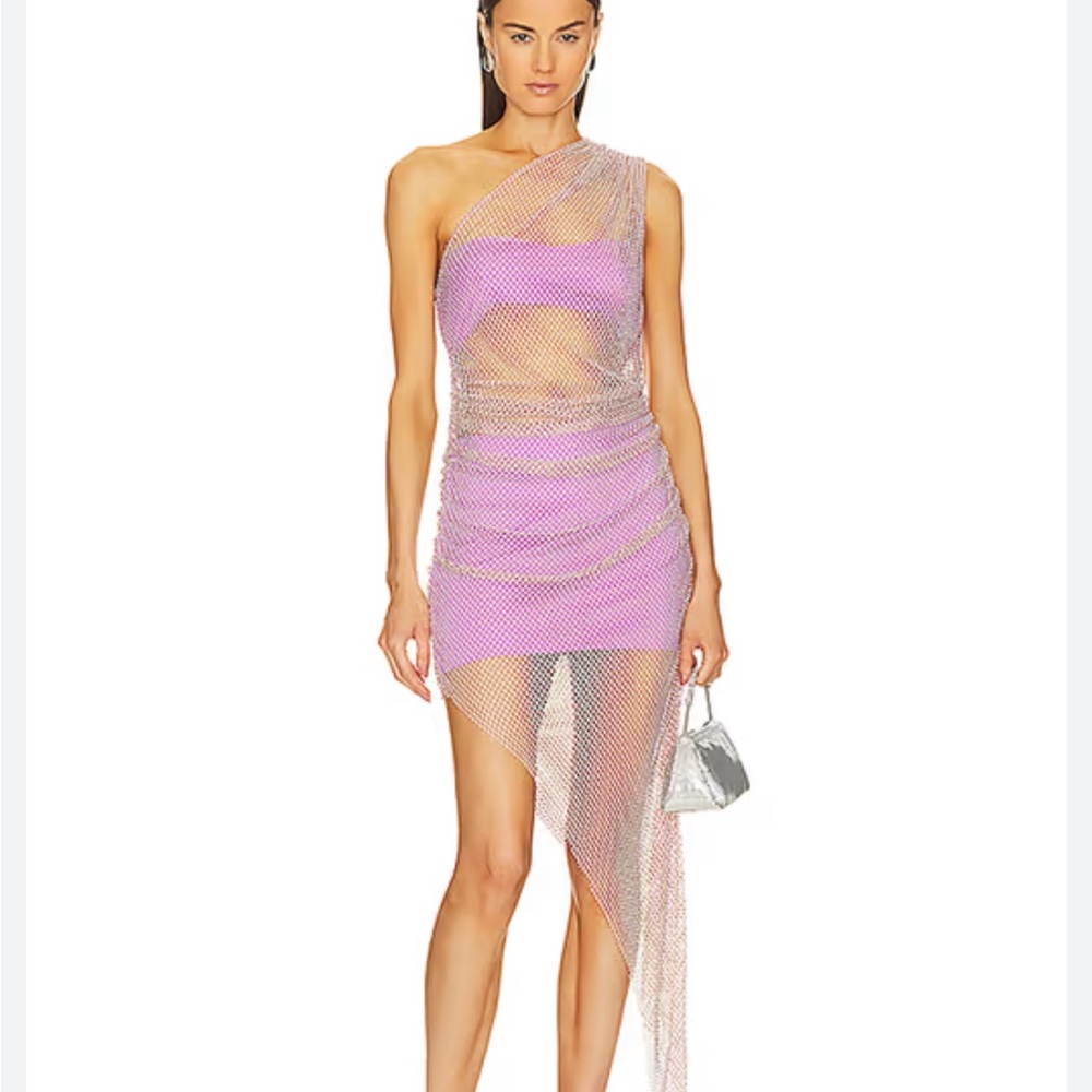 GIUSEPPE DI MORABITO Rhinestone Embroidered Mesh Asymmetric Dress WITH TAGS